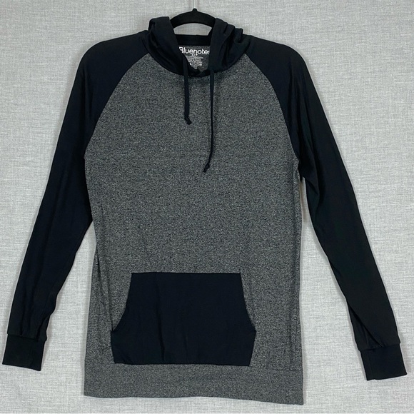 Bluenotes Hooded Long Sleeve Tee Sz Small Two Tone Gray Black - Picture 9 of 9